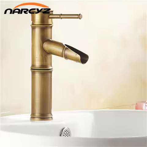 Bamboo shape faucet Basin Mixer Taps Antique Brass Finished Hot and Cold Mixer Taps Deck Mounted basin tap torneira XT906