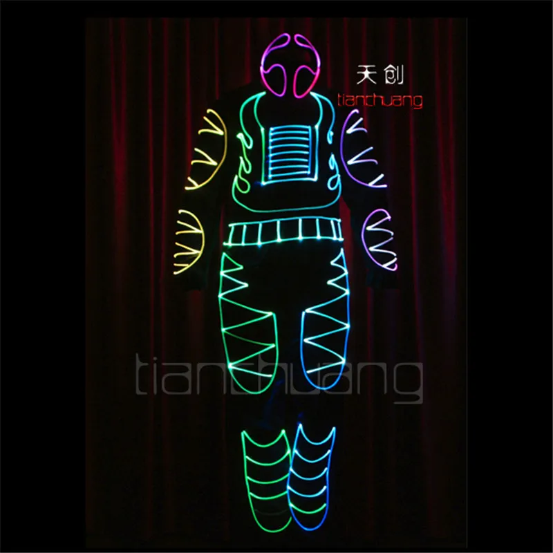 TC-92 Programmable ballroom dance led costumes full color colorful rgb light stage show wear cloth robot suit dj bar performance