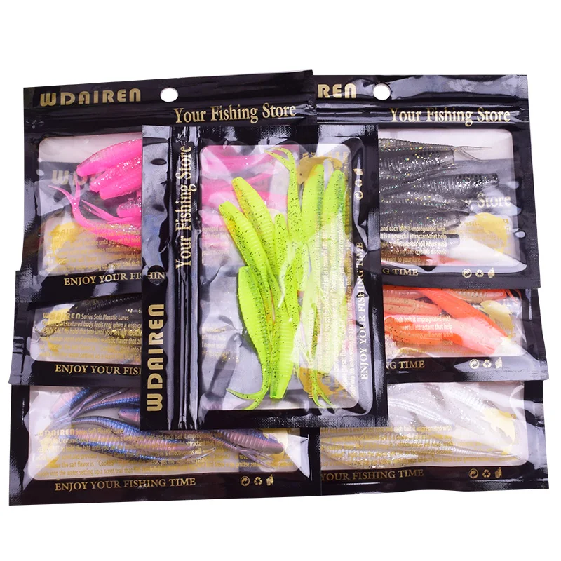 10Pcs Worm jig Wobbler Soft Lure 70mm 1.8g Swimbaits Artificial Silicone Soft Bait Pesca Shad Bass Carp isca Lure Fishing Tackle