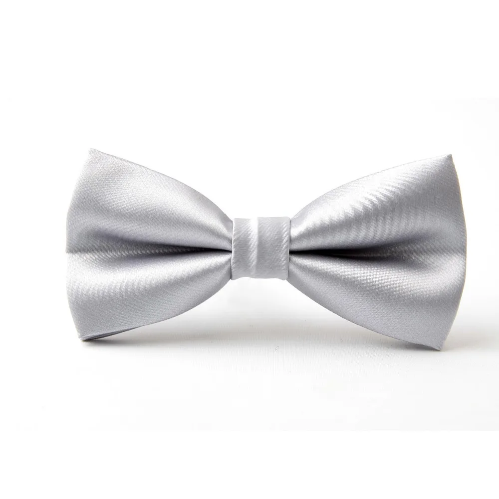 solid color silver bow tie butterfly for men pretied neck ties 2019