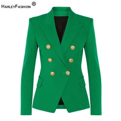 HarleyFashion Design classico donna elegante stile Casual Blazer tinta unita Slim autunno verde Blazer di alta qualità