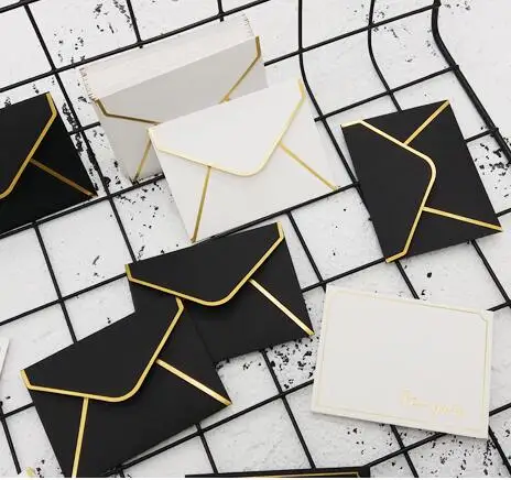 

10Pcs black white Paper Envelope Mini Gilding for you Envelopes Vintage European Style For Card Scrapbooking Gift 7.5x10cm