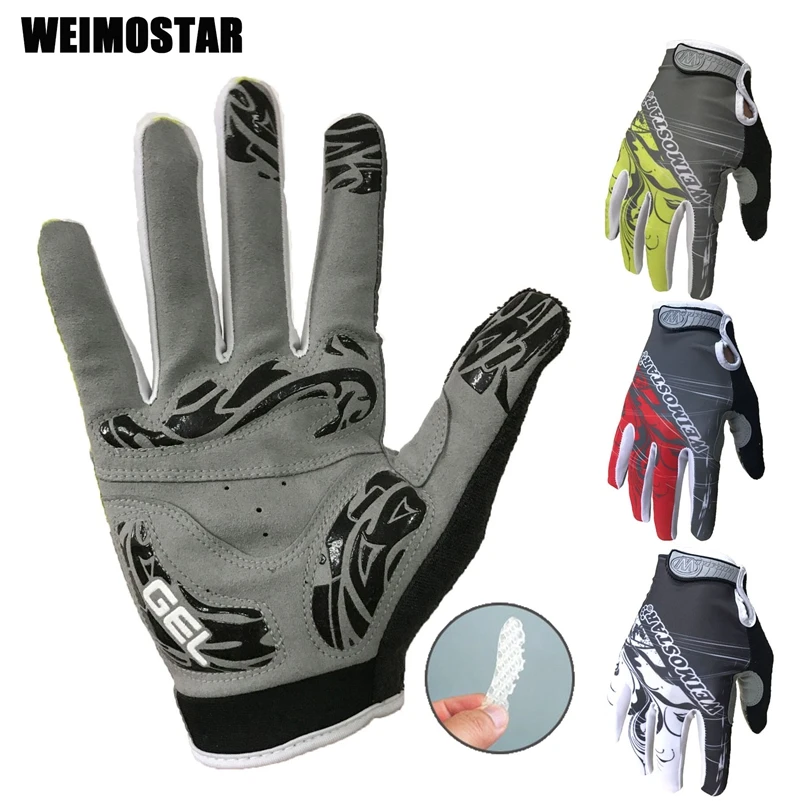 Weimostar long White Cycling Gloves Shockproof Gel padded Bike Glove Men Bicycle Full Finger Gloves Women MTB  Racing Gloves red