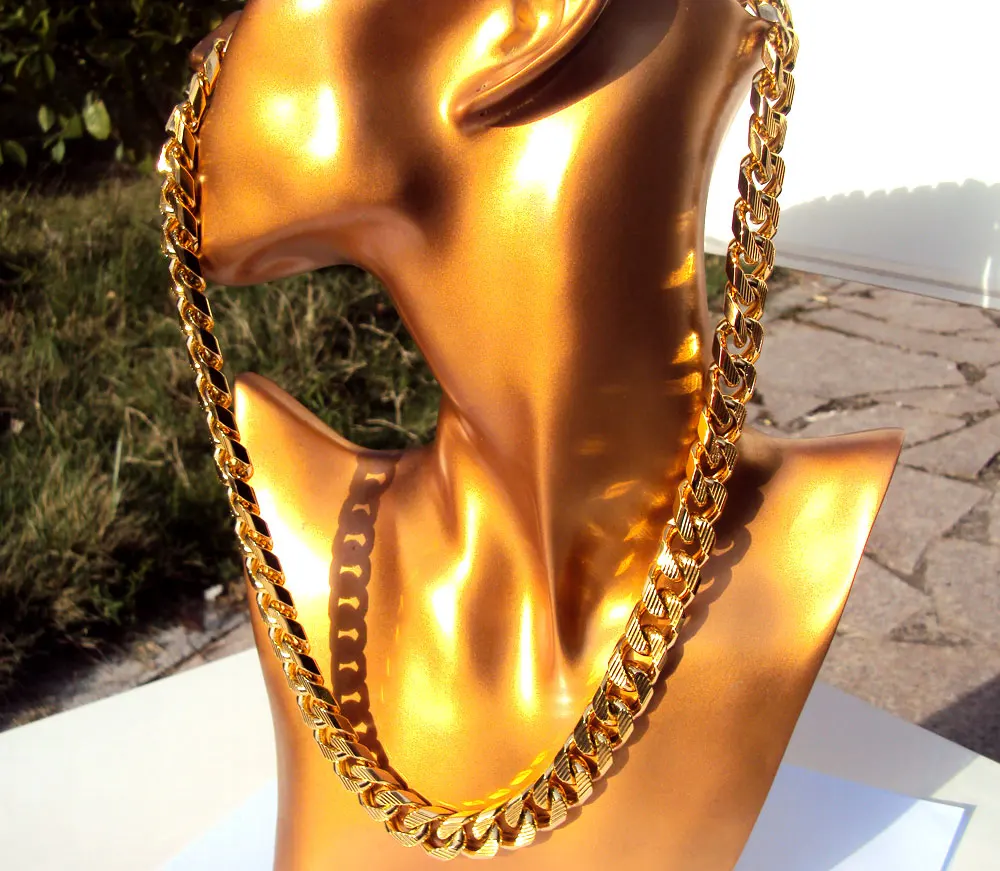 Cuban Curb Chain 22K 23K 24K THAI BAHT GOLD GP NECKLACE 24\