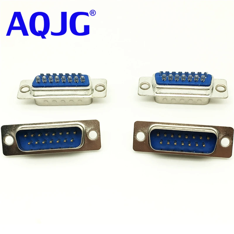 100pcs/lot DB15Serial Port Connector DB15 female socket / Plug connector 15pin copper  COM socket adapter db15 Male