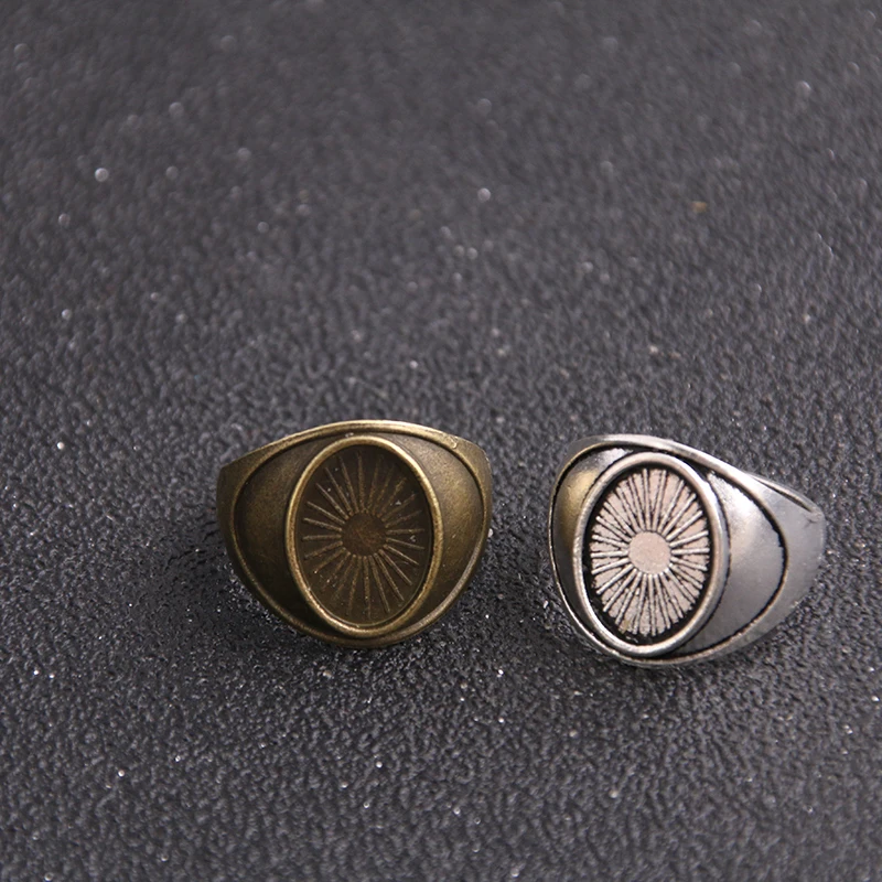 2pcs Fashion Two Color Vintage Metal Alloy Ring Bases Blanks 14*10mm Antique Bronze Cabochon Ring