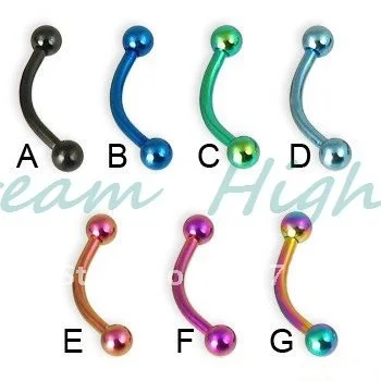 

Wholesale - anodized eyebrow ring with Ball 16 gauge Bananabells Style Eyebrow Piercing 100pcs/lot Free shipping