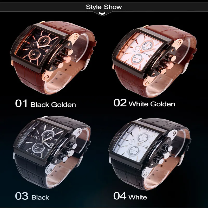 BOAMIGO Men Quartz Watch Fashion Casual Sport Watch Rose Gold Waterproof Cock Leather Male Casual Wristwatches relogio masculino