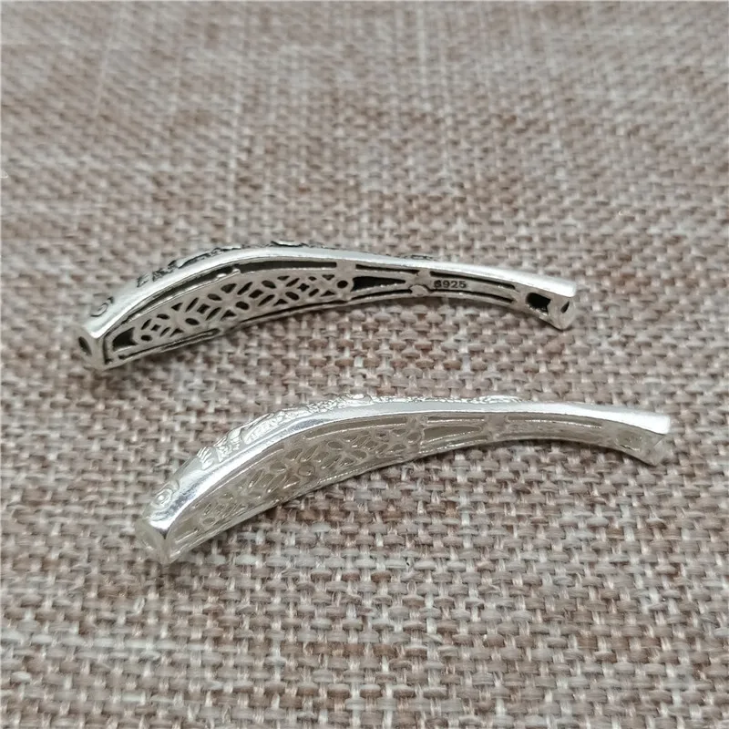 2 قطعة من 925 فضة منحنى الأسماك أنبوب الخرز ل سوار قلادة