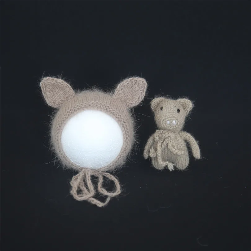 Набор игрушек с капюшоном для новорожденного кролика для фотосессии, реквизит для новорожденных, плюшевый кролик, шапка для маленьких девочек, реквизит для фотосессии