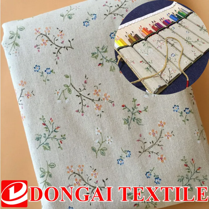 Hot Sale 100*150cm Width Printed Flower Sewing Upholstery Cotton Linen Blend Linen Fabric