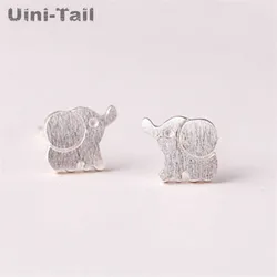 Uini-Tail hot new 925 Tibetan silver brushed big ears small elephant earrings cute fashion trend hypoallergenic jewelry ED085