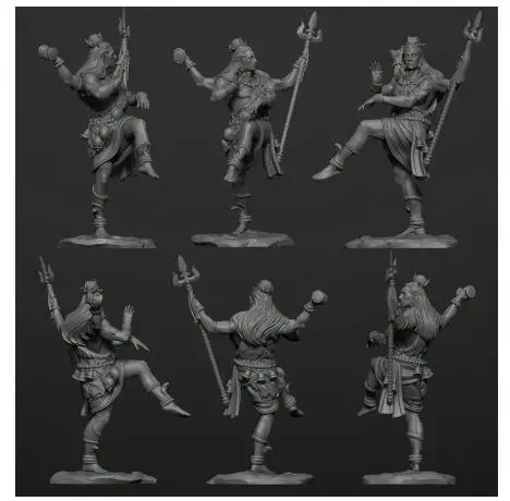 Unassambled 1/32 54MM ancient stand god Shiva 54MM Resin figure miniature model kits Unpainted