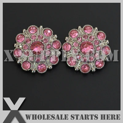 

28mm Special Stargazer Acrylic Rhinestone Button with Shank Back,Pink for Flower Center,Headband