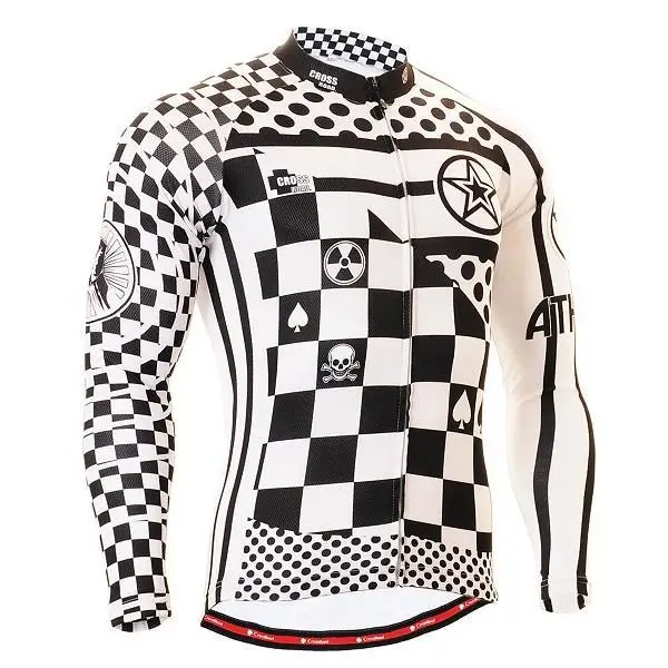 Men`s Long Sleeve Cycling Jersey W/ Non-slip Silicon Band & 3 Useful Rear Pockets MTB Bike Cycle Tops and Bicycle Padded