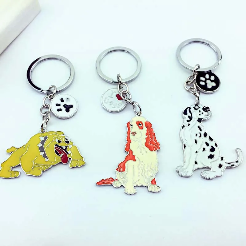 NEW PET dogs keychains dalmatians DIY key pendant car key ring gift for best friend jewelry woman&man Keychain tag key bag charm