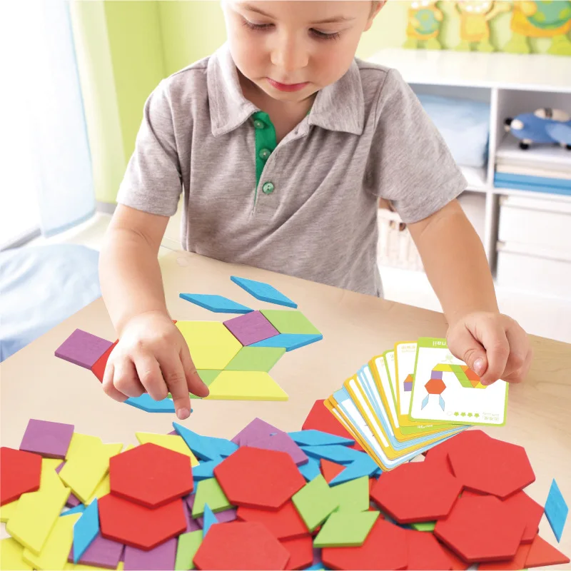 Logwood 130 sztuk Montessori nauka zabawki edukacyjne drewniane zabawki rozwijające kolor kształt geometryczny Puzzle dla dzieci prezent