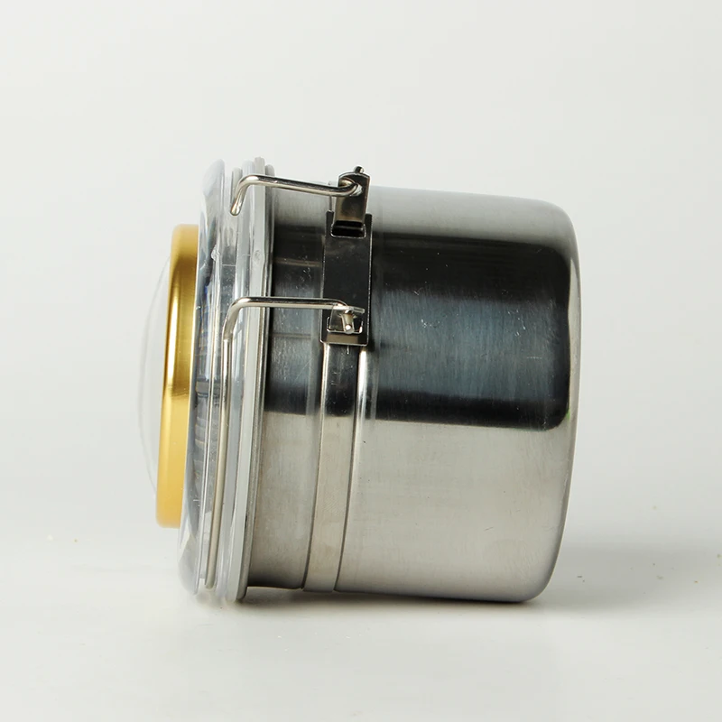 RU- MUXIANG Stainless Steel Humidor Humiditer Jar For Cigar Taobacco Coffee Bean Candy Integrated Hygrometer Round Humidifiter image 4