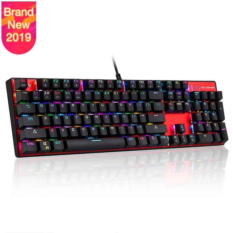 CK104 Gaming Wired Mechanical Keyboard 104 Keys Real RGB Blue Switch LED Backlit Anti-Ghosting mag safe for MOTOSPEED