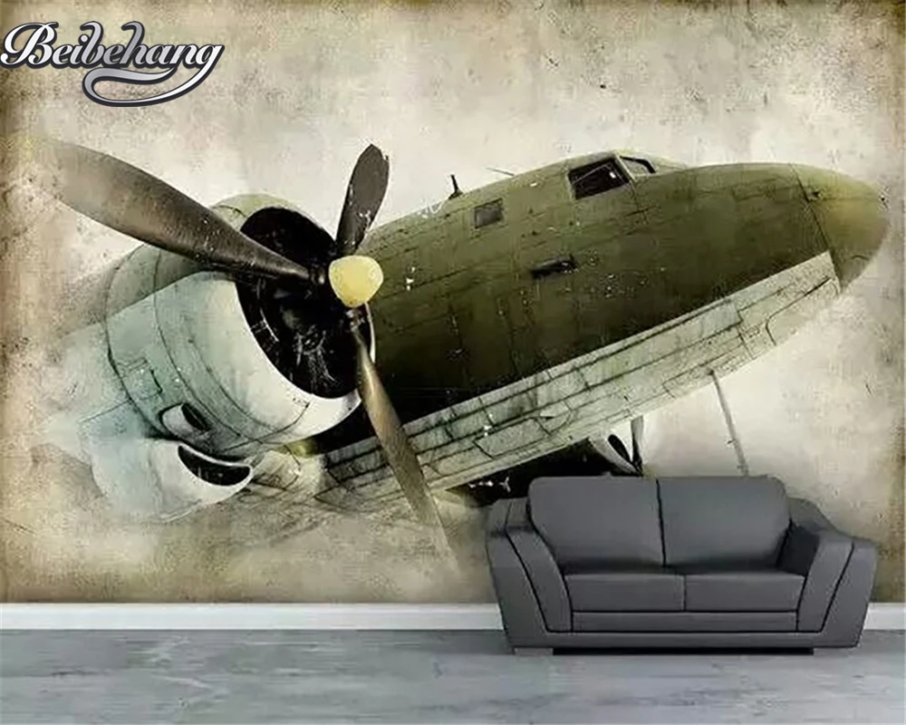 Custom wallpaper abstract old aircraft retro background home decoration living room bedroom self-adhesive material 3d wallpaper