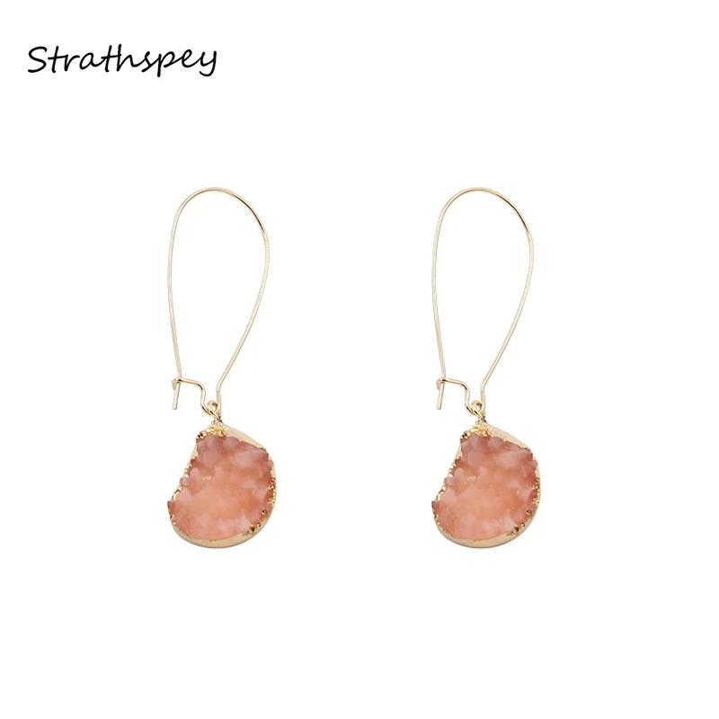 STRATHSPEY Trendy Drop Dangle Earrings For Women Irregular Geometric Pink Color Earrings Statement Jewelry Party Gifts Bijoux