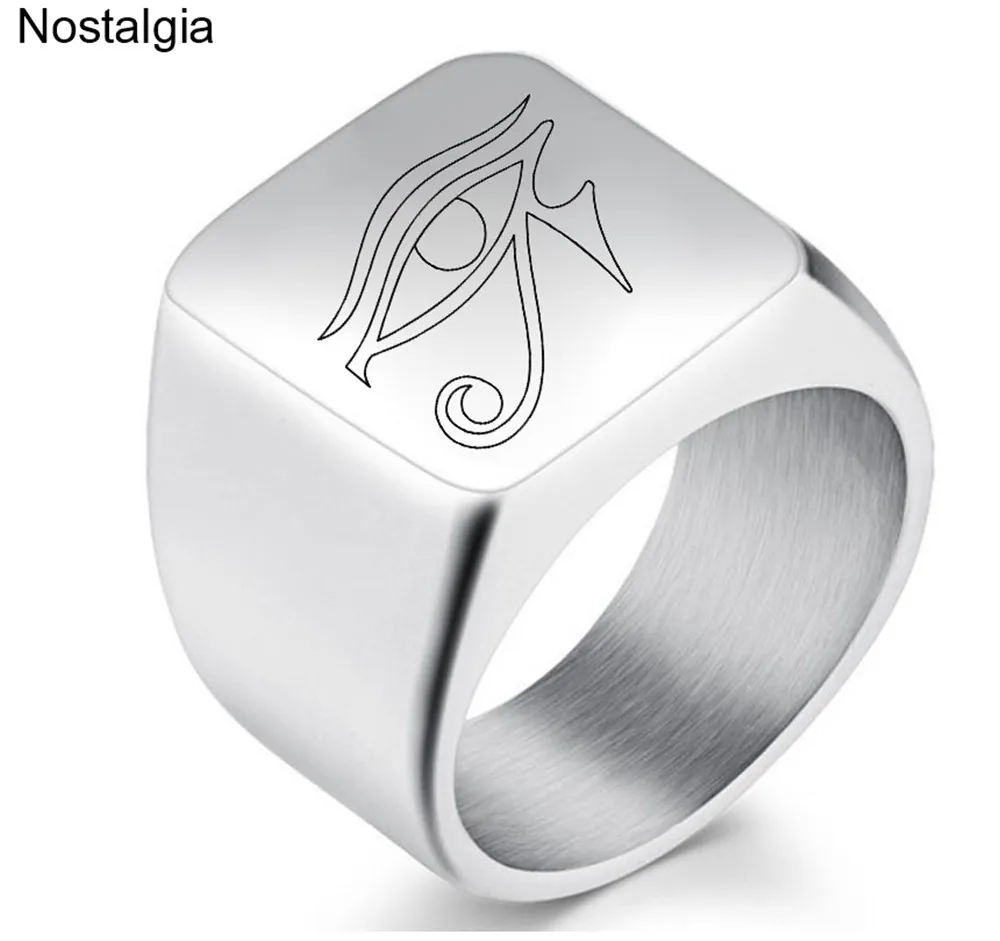 Nostalgia Eye Of Horus Ra Udjat Ancient Egyptian Ring Titanium Dainty Engraved Egypt Amulet