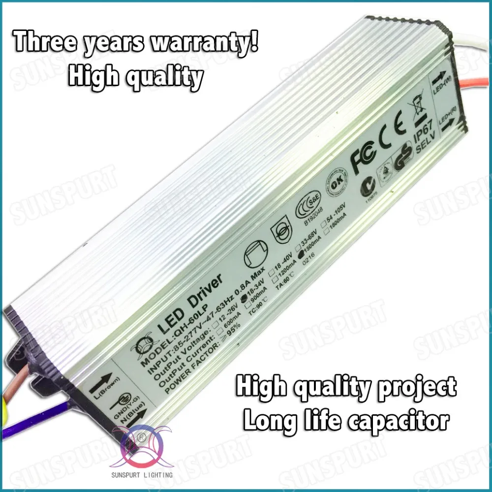 3 PCS CC Isolation 50W AC85-277V LED Driver 6-10x5 1500mA DC18-36V PF IP67 BulkMass LED PowerSupply For Spotlights Free Shipping