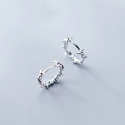 MloLiAcc-Boucles d'oreilles créoles en fil de fer barbelé en argent regardé pur 925, cadeau pour femme, fille, bijoux pour adolescents, S925