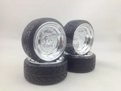 4 pz rc duri modello drift pneumatici wheel rim p4c 3 mm offset ( chrome ) misura per 1:10 drift car