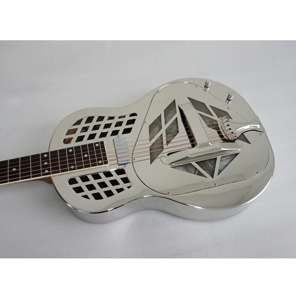 Aiersi Brand Gloss Chrome Plated Bell Brass Triolian Electrical Resonator Guitar A49-EBC