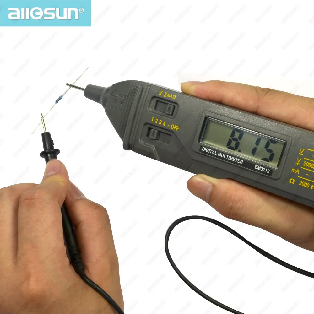 ALL SUN EM3212 Pen Probe Autoranging Digital Multimeter DMM Tool With Tester Probe LCD Pen Multimeter Auto Tester