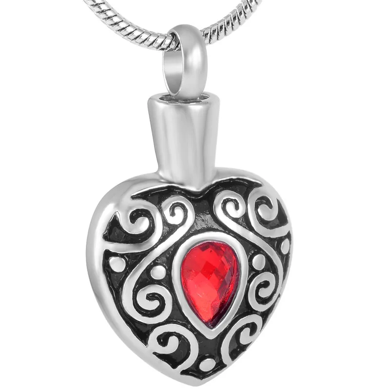 IJD9008 Rhinestone inaly Heart urn Vintage necklace keepsake ashes cremation pendant for women 316L stainless steel jewelry