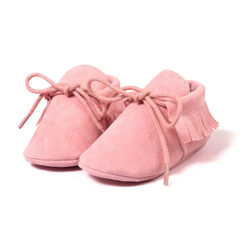 เด็กทารกแรก Walkers Tassel LACE-Up รองเท้า Nubuck รองเท้าหนังนุ่ม Prewalkers 0-18M