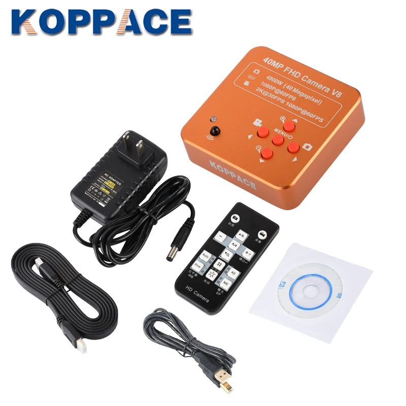 KOPPACE 40MP Industrial Camera 1080P 60FPS HDMI/USB Industrial Microscope Digital Camera Mobile Phone Repair Microscope Camera