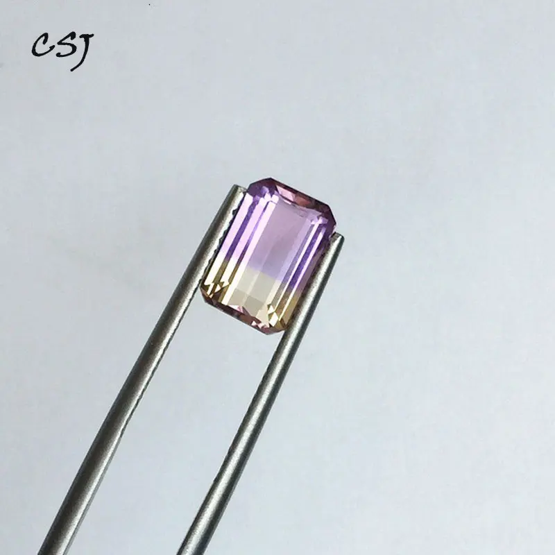 CSJ Natural ametrine Oct cut loose gemstone for gold and silver jewelry making DIY Ring Mounting