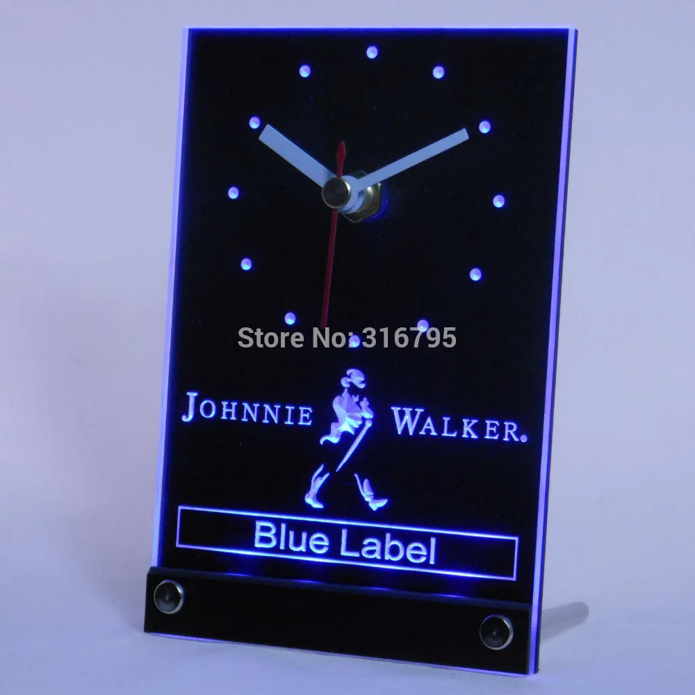 Reloj de escritorio de mesa LED 3D con etiqueta azul Johnnie Walker, tnc0116