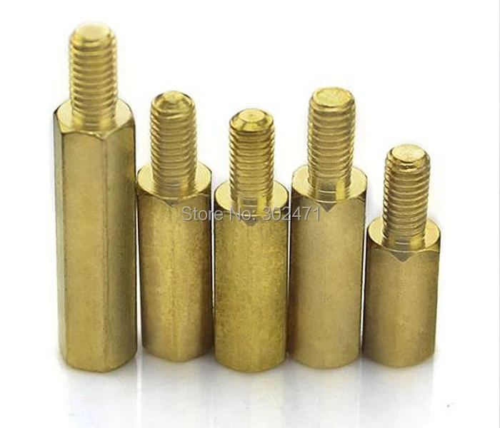 Columna M3 de ángulo de cabeza única de seis pilares, tornillo de latón, columna de separación de seis ángulos, tapón de rosca de M3-Series, M3 x 40 + 6mm, envío gratis