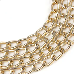 Aluminum Metal Gold Flat Necklace Chain Twisted Curb Chains Bulk Fit Bracelets Open Link Chain DIY Jewelry Making 2.3x9.2x14.5m