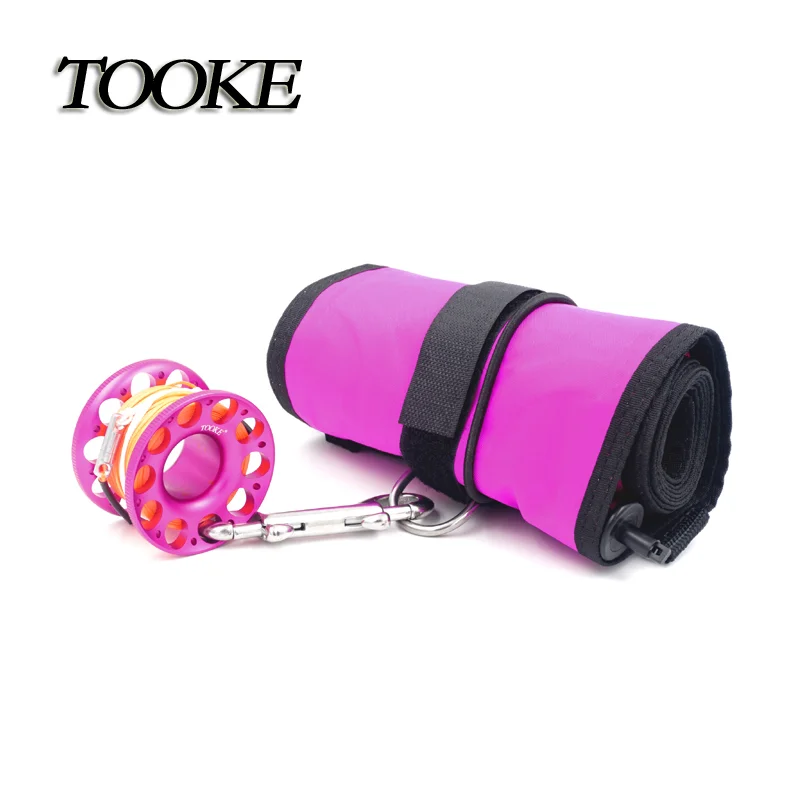 15 متر/30 متر الغوص سبائك الألومنيوم بكرة الاصبع بكرة مع حامل زجاجات نبيذ ثنائي من الفولاذ المقاوم للصدأ المنتهية هوك SMB معدات الكهف الغوص #4