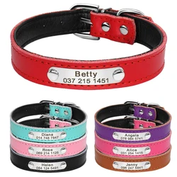 Leather Dog Collar Inner Padded Custom Personalized Dog Collars with Engraved Nameplate ID Tag For Small Medium Dogs