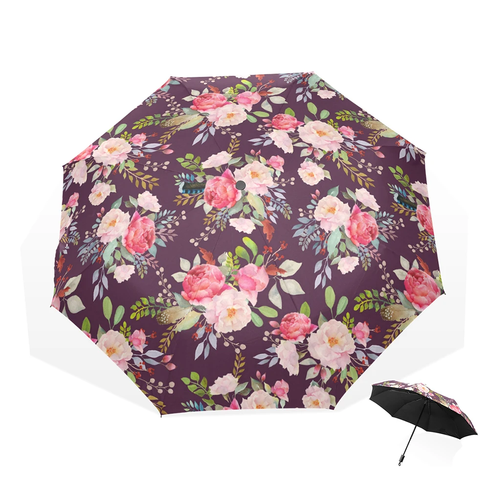 

Sun Umbrella 8K Windproof Ultra Light Three Folding Umbrella Rain Women Flower Anti UV Parasol Paraguas Dropshipping