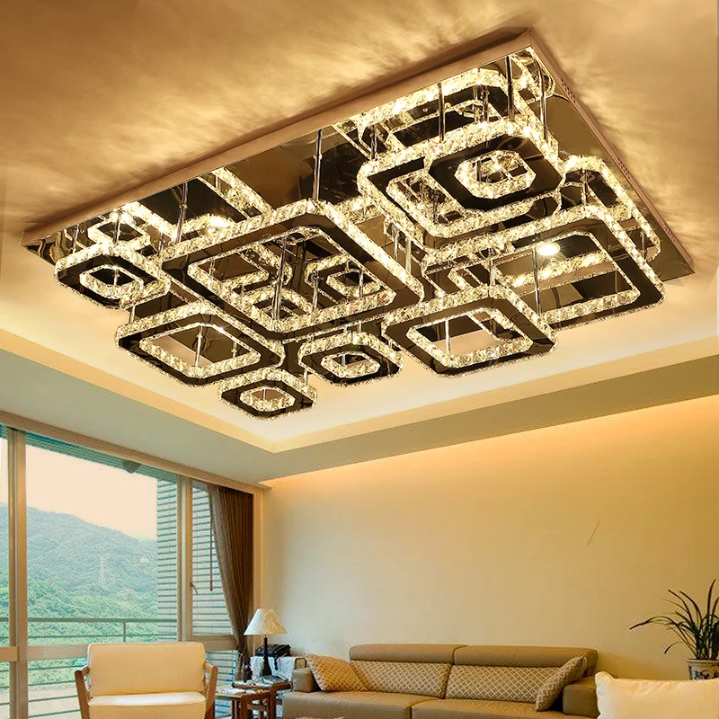 IWHD Modern ceiling Lamps Tricolor dimming LED Ceiling Lighting Fixtures Plafonnier Bedroom K9 Crystal Lampara DeTecho