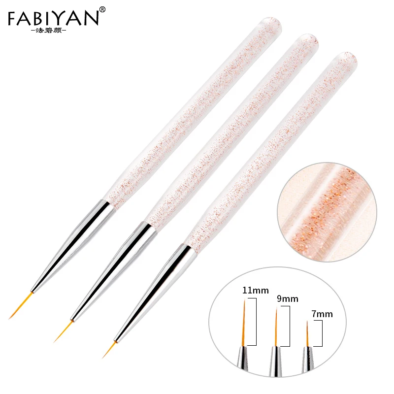 3Pcs/Set Nail Art Liner Painting Pen Brush Metal Gold Gel UV Polish Tips Flower 3D Design Manicure Pedicure Drawing DIY Tool Kit