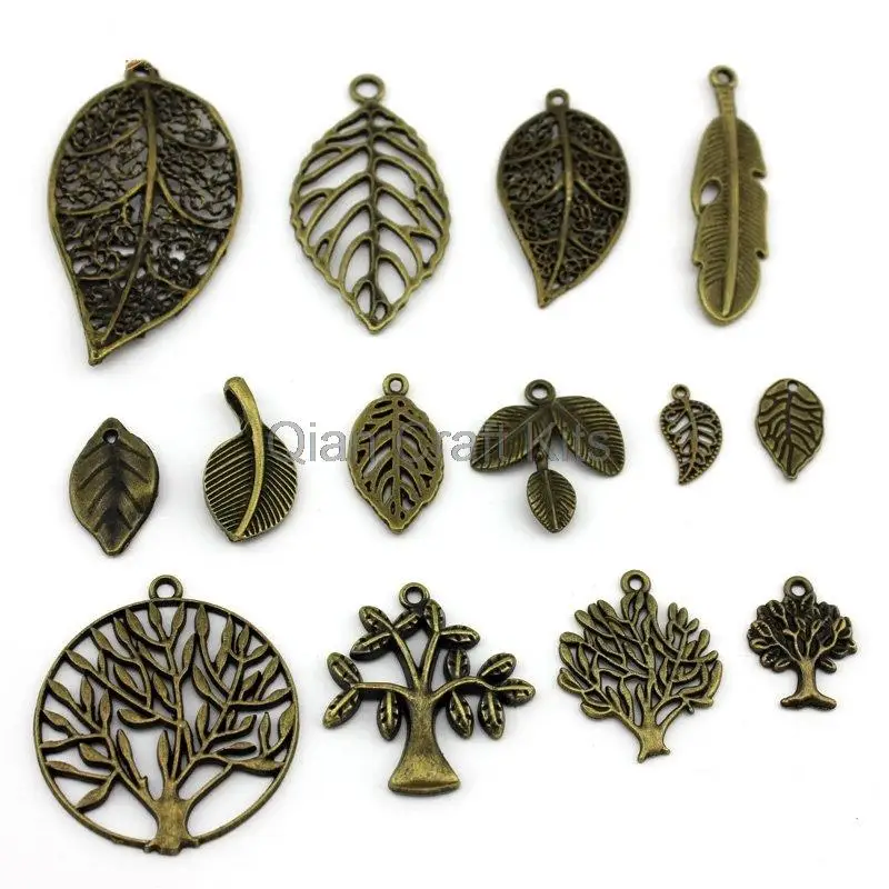 150pcs mixed styles of zinc alloy antiqued bronze silver charm pendants sampler set 15mm-50mm lead and nickle free