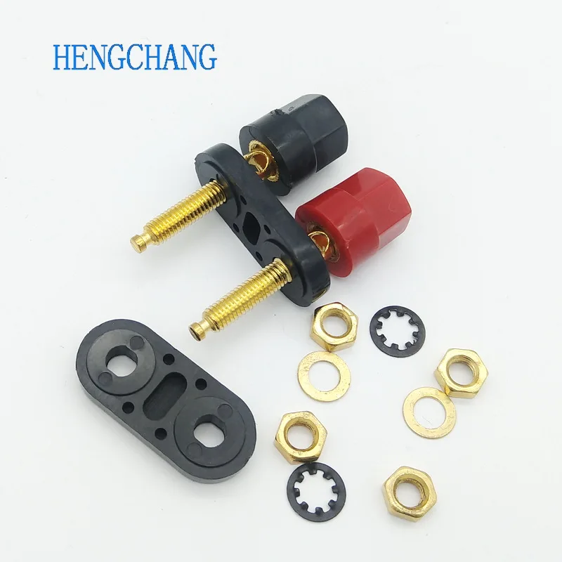 Banana socket Couple Terminals Dual Output 4mm Banana Socket Double Hexagon Binding Post Red Black Connector 1Pcs