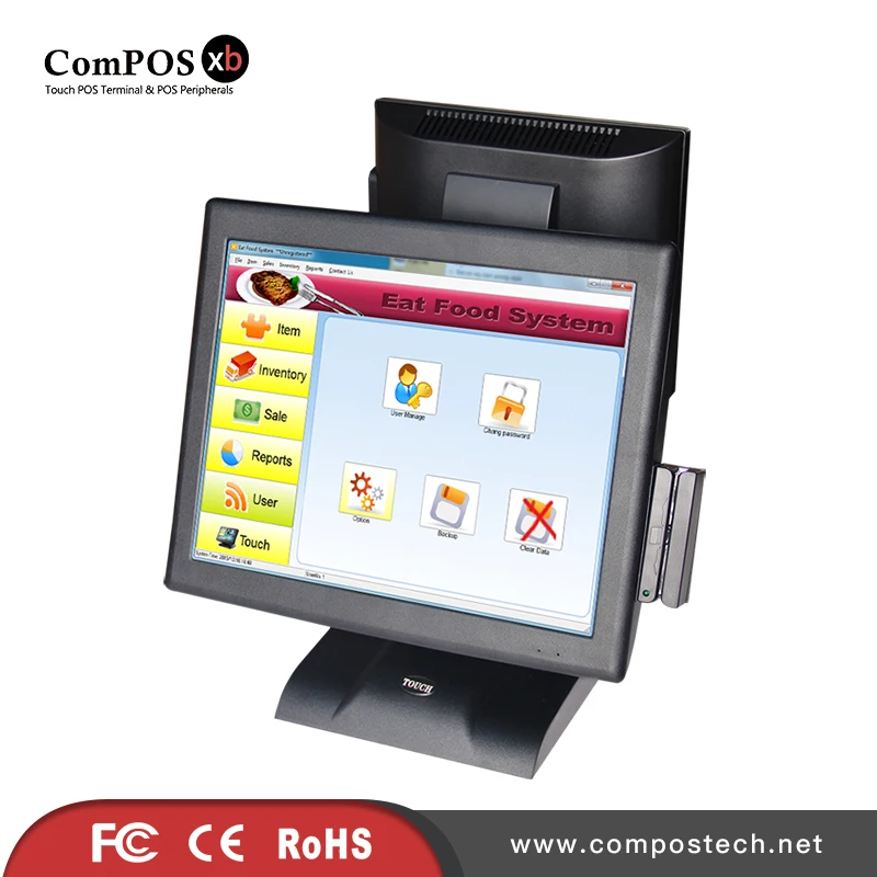 pos point of sale cassh register touch screen pos system all in one machine pos terminal dual screen With card reader