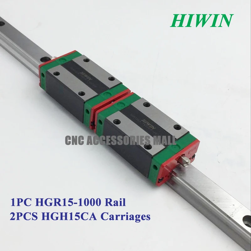 100% Original HIWIN linear guide rail HGR15 1000mm long with 2pcs linear block carriage HGH15CA