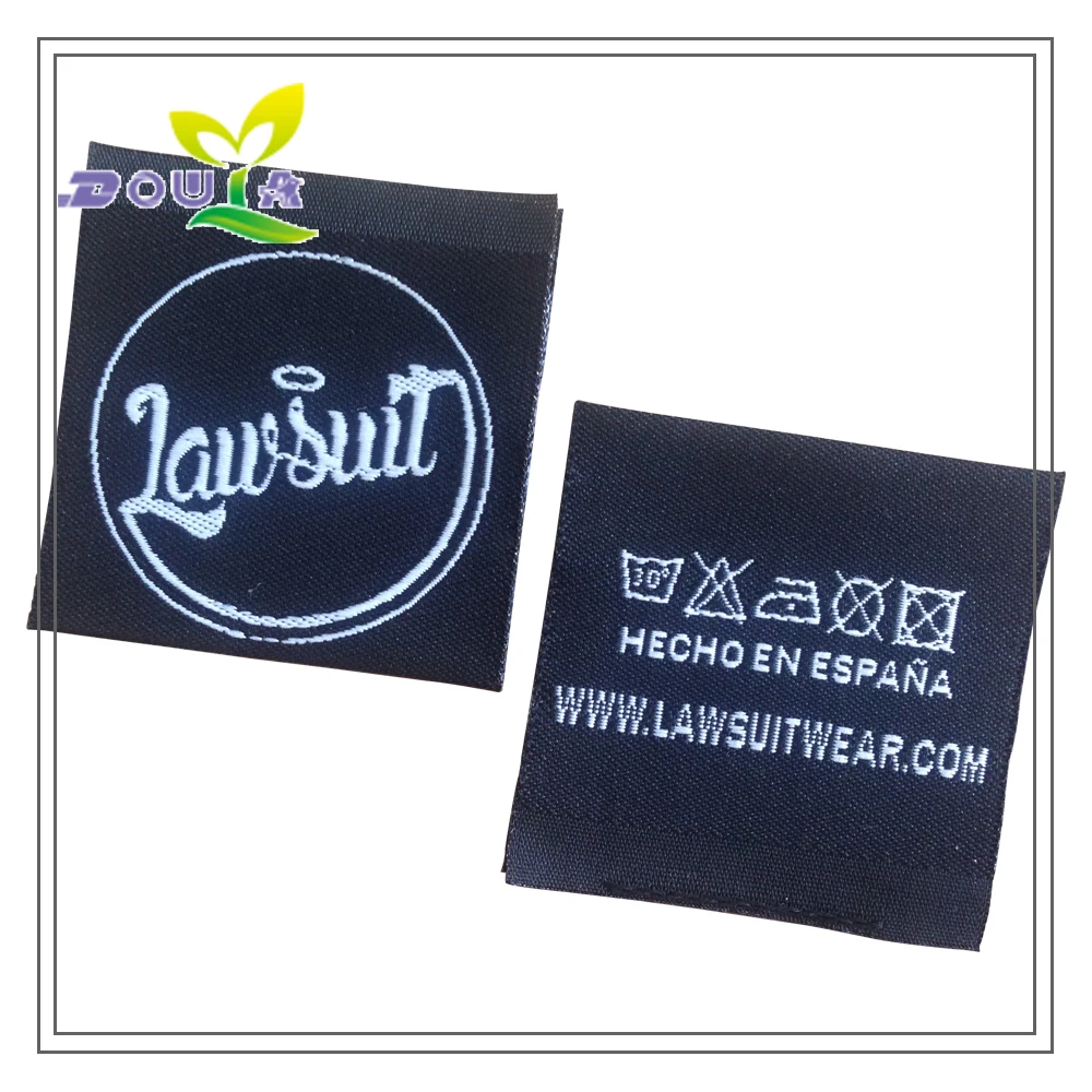 Customized Black Garment Label For Clothing Care Center Fold Woven Tag For Hats Custom Neck Labels Sewing Fabric Tags 550Pcs/Lot