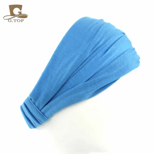Imagen 2 del producto Diadema de algodón para mujer, turbante, bandas elásticas para el cabello de Color sólido, diadema para Yoga, diadema para el cabello de maquillaje, Bandana 2 en 1, accesorios para el cabello