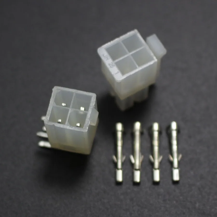 5sets 5557 5569 4P Bend Pin Wire Terminals Electrical Connector 4.2mm 4Pin Right Angle Plug jack for Car Auto PC ATX